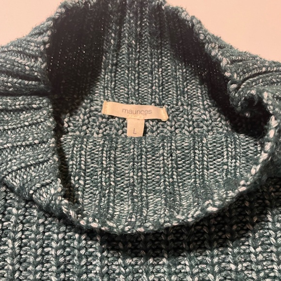 Maurices Mock Neck Tunic Sweater Pullover Teal Large - Picture 4 of 9